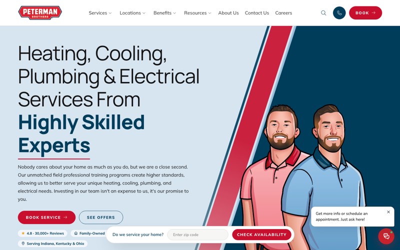 Website design for Peterman Brothers HVAC